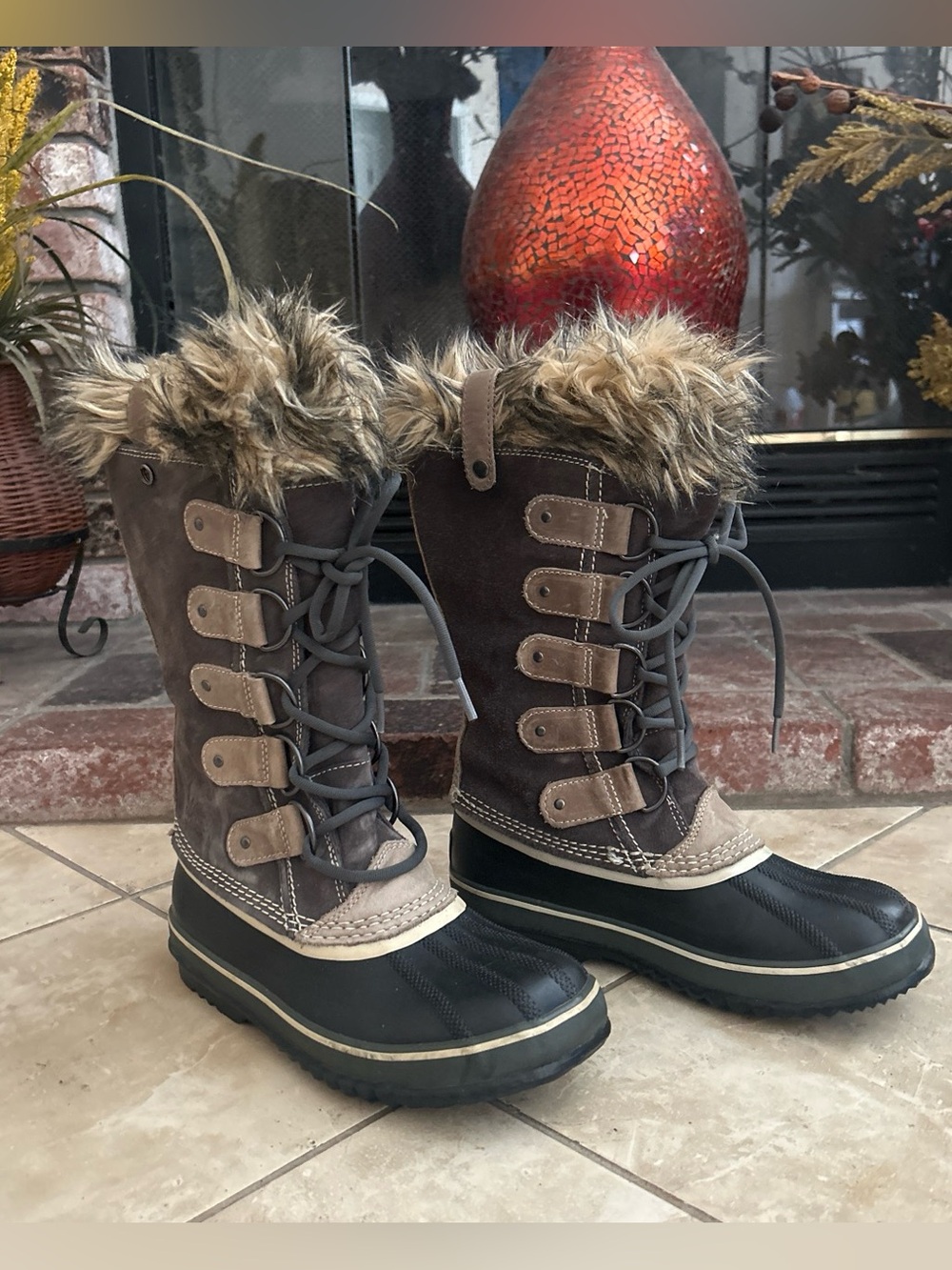 Sorel Joan Of Arctic Women's Brown Winter Snow Boots Fur Lined Waterproof Sz8